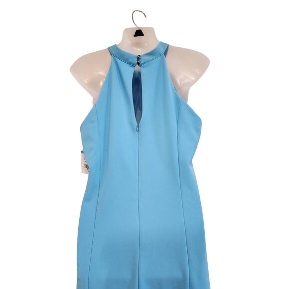 Julia Jordan Twist Halter Midi Cocktail Sheath Dress Sleeveless Blue Size 10 - Picture 3 of 11